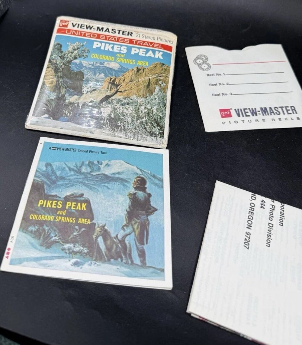 vintage PIKE'S PEAK AND COLORADO SPRINGS AREA VIEW-MASTER REELS packet w/booklet